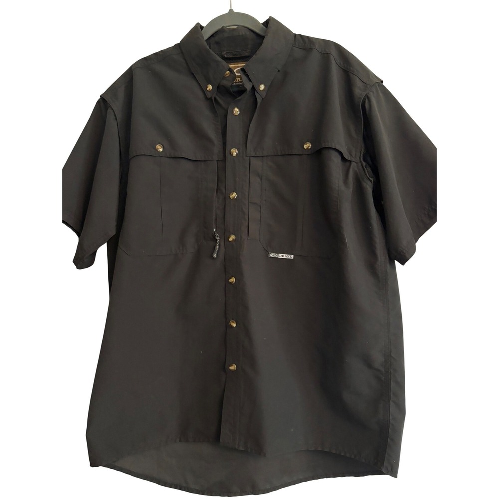 Drake Clothing Company Black Medium Fishing Shirt Short Sleeve‎ Ventilated